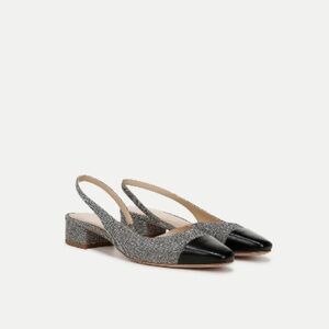New Veronica Beard Lurex Cap-Toe Slingback Mules
